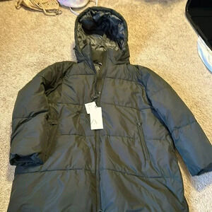 Zara Gray  Hooded Winter Puffer Coat NWT *flaw
